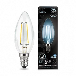 Лампа Gauss Filament Свеча 7W 580lm 4100К Е14 LED 1/10/50