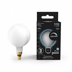 Лампа Gauss Filament G200 14W 1170lm 4100К Е27 milky диммируемая LED 1/4